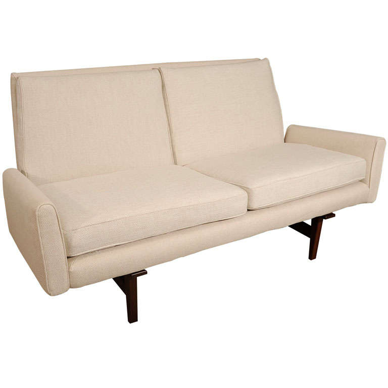 Jens Risom 2 seat sofa with walnut frame