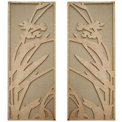 Vintage Pair of Wall Panels: Rustic Botanicals