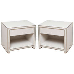 Pair of  Studded BedSide Cabinet  in Faux Ostrich