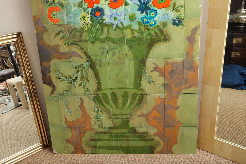 Ceramic Italian Hand-Painted Tile Panel from the Lobby of the Hilton Plaza, Miami Beach For Sale