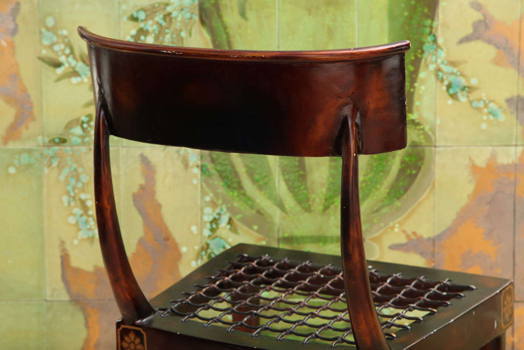 Pair of Faux Bronze Metal Hand-Painted Klismos Italian Chairs 2