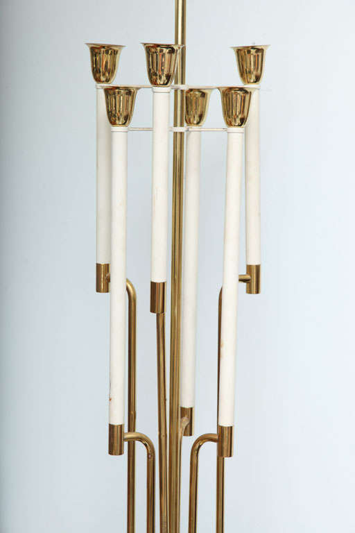 Large Pair of Brass and Marble Table Lamps In Excellent Condition For Sale In Hollywood, FL
