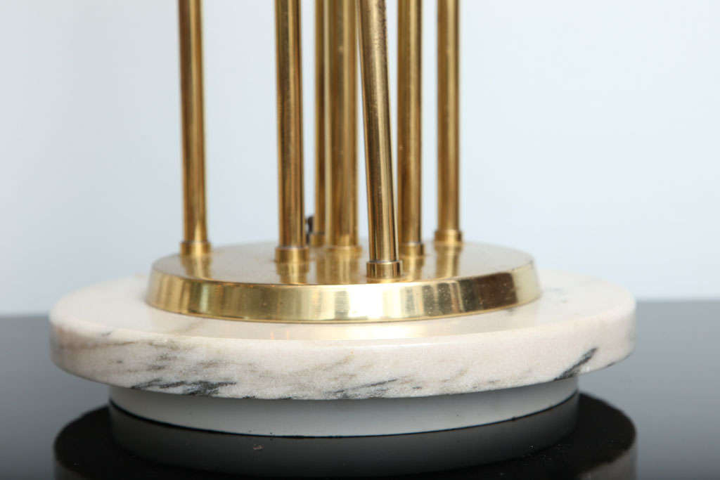 Large Pair of Brass and Marble Table Lamps For Sale 4
