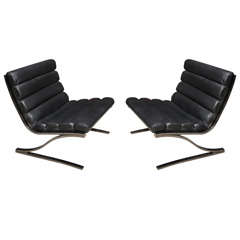A Pair of Paul Tuttle Steel and Leather Chairs