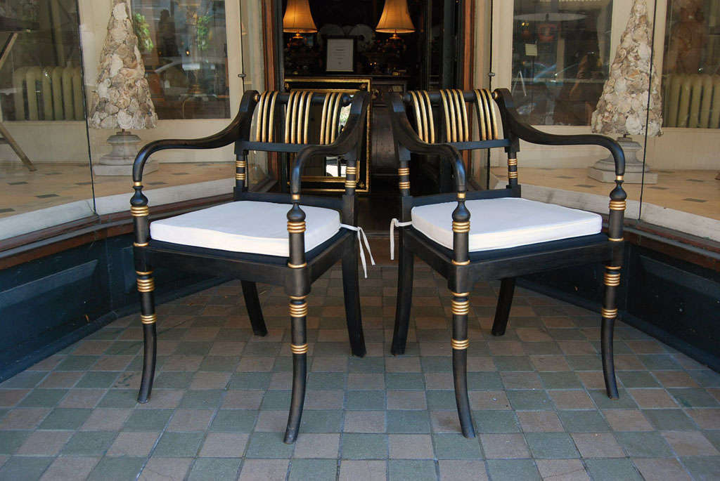 Pair Anglo Indian Regency Style Armchairs