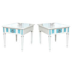 50's Pair of lacquered Nightstands Bedside Table 10