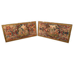 Antique Pair of Petit-Point and Needlepoint Tapestries