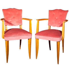 Pair of French Wood Arm Chairs