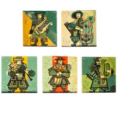 Set of Five French Musicians Panels