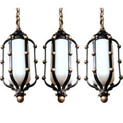 Italian Brass and Wrought Iron Pendant Lights