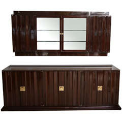 Rare Parzinger Originals Mahogany Sideboard and Wall Cabinet