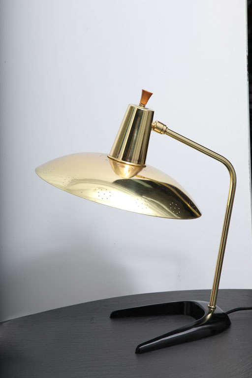 Modernist Perforated Brass Desk Lamp