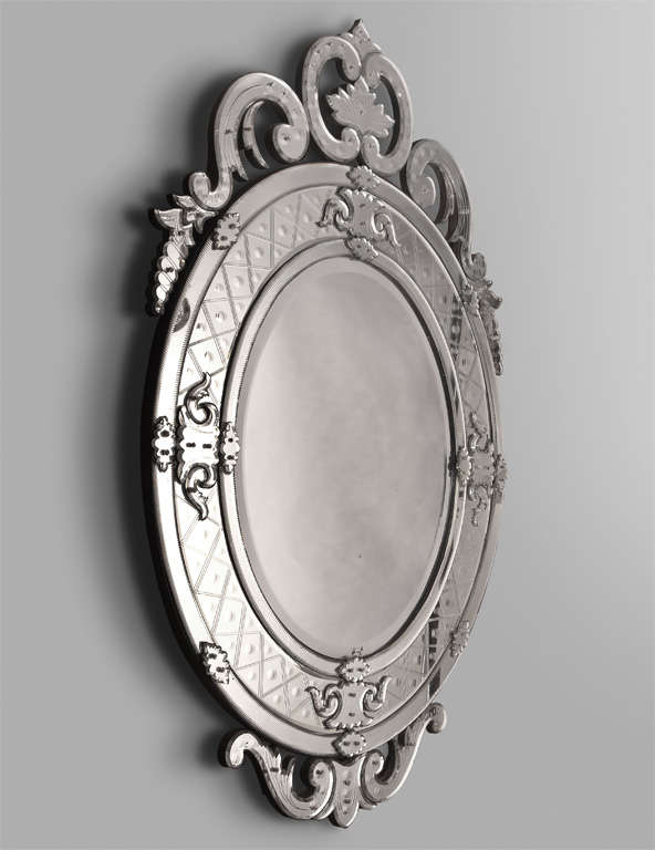 1880s exceptional size Venetian mirror with elaborate mirror frame.