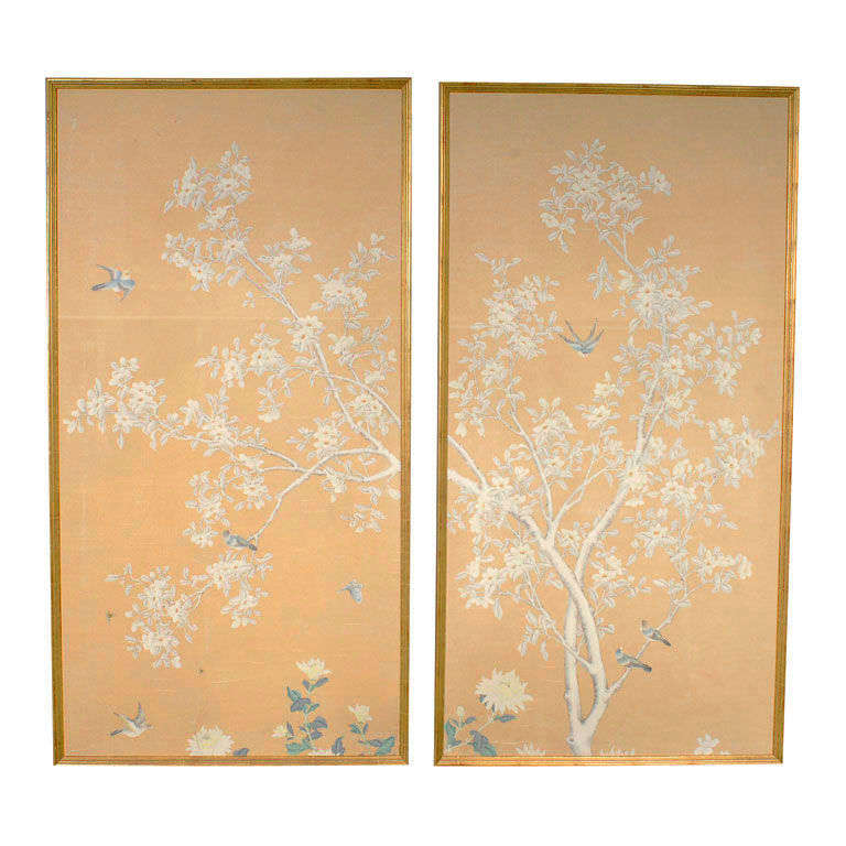 Framed Gracie Wallpaper Panels c.1950 at 1stDibs