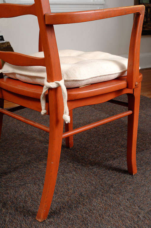 Pair Of Danish Modern Chinese Red Occasional Chairs