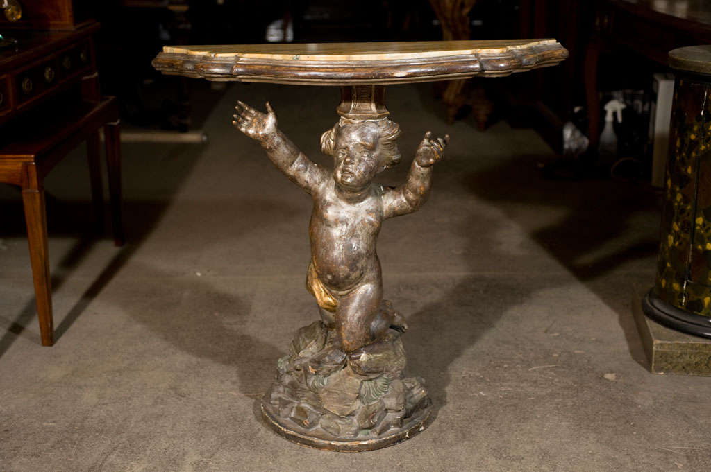 Italian Pair of Venetian figural form console tables For Sale