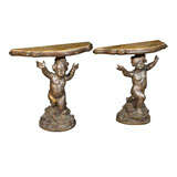 Pair of Venetian figural form console tables