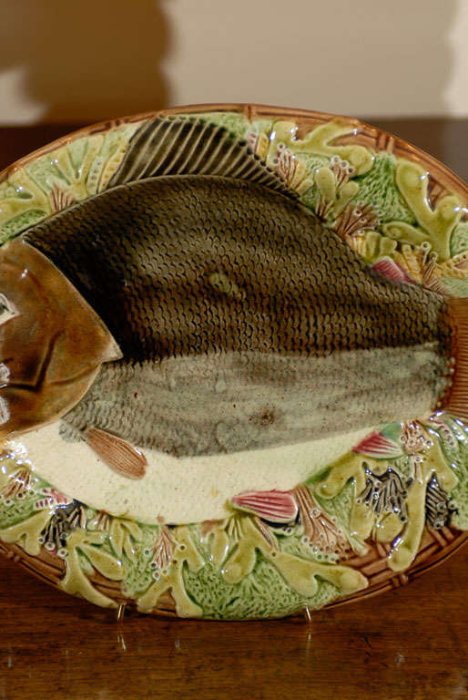 19th Century Rare English Majolica Fish Platter c.1880s