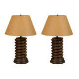 19th Century Rare Wood Wine Press made into a pair of Lamps