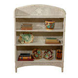 20th C American Art Deco Wicker Tall Shelf