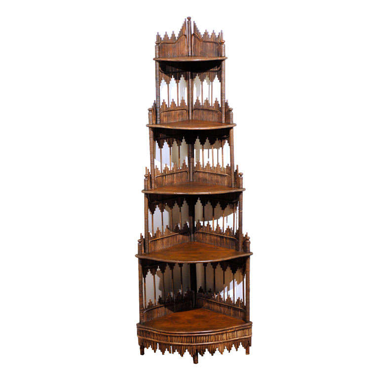 Very Rare Natural Stick Wicker Corner Stand by Wakefield