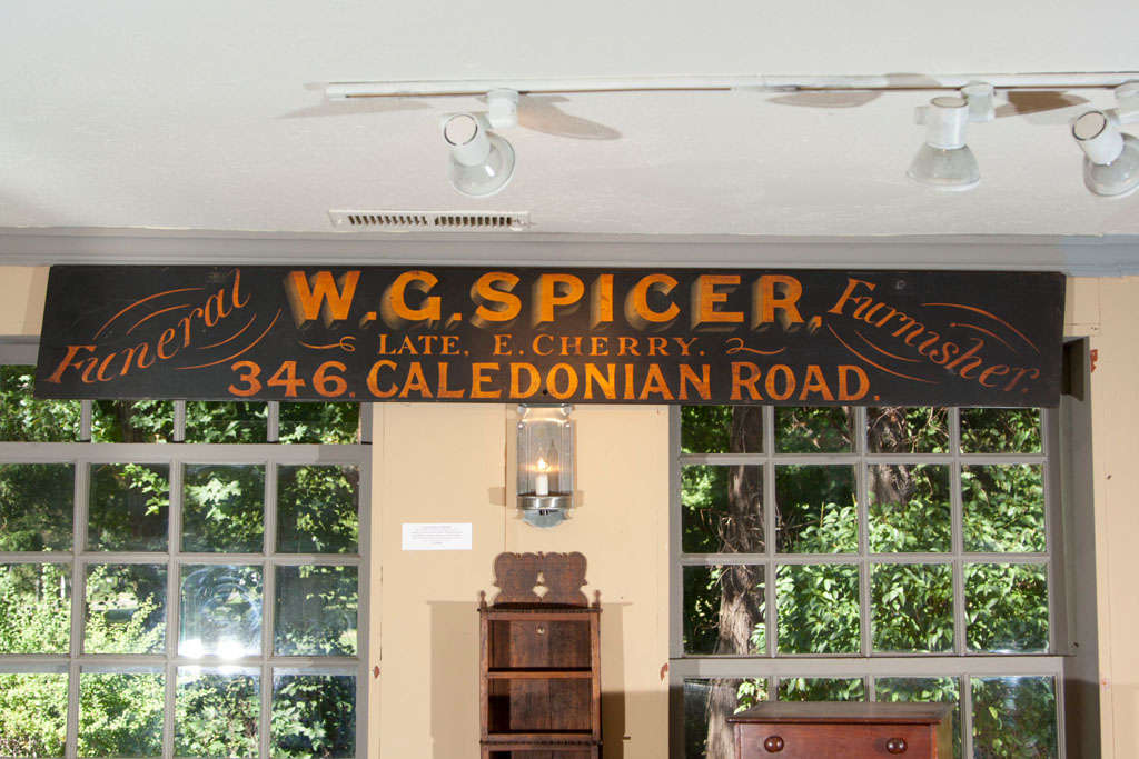 Large Painted Funeral Furnisher Wood Trade Sign