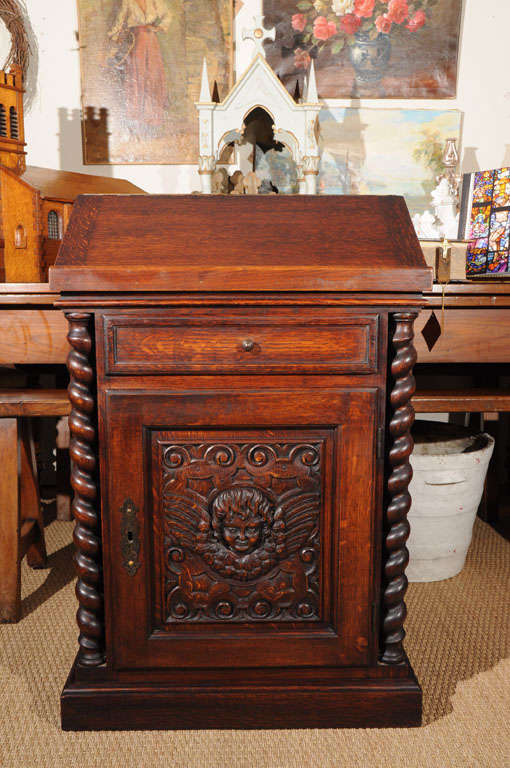 19th Century Oak Slant Front Alter Piece/Table