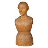 C. 1880 Hand Carved Wood Bust/Torso of a Woman