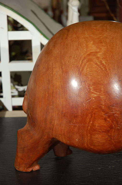 C. 1980 Hand Carved Solid Wood Hippo 1