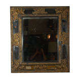 Large C. 1890 French Wood and Tin Beveled Mirror
