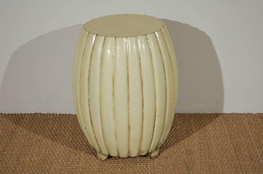 Ivory lacquered Chinese barrel stool/table.