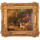 Antique A dog painting of terriers