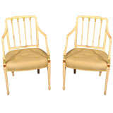 Pair of period English Regency painted open armchairs