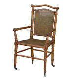 19thC ENGLISH CANED FAUX BAMBOO ARMCHAIR