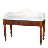19thC MARBLE TOP WASH STAND, TURNED LEGS