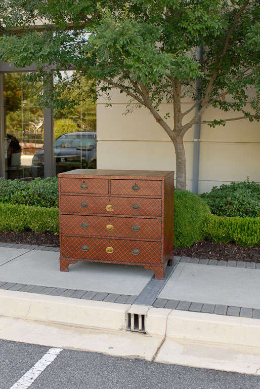 19thC SCOTTISH RED TARTAN CHEST