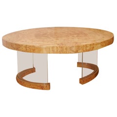 American Library Table in Burr Ash and Lucite