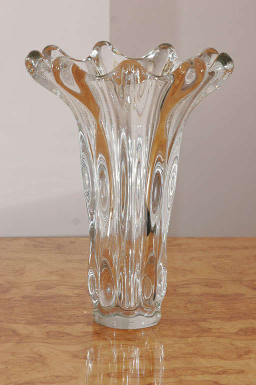 French vintage crystal vase by Vannes