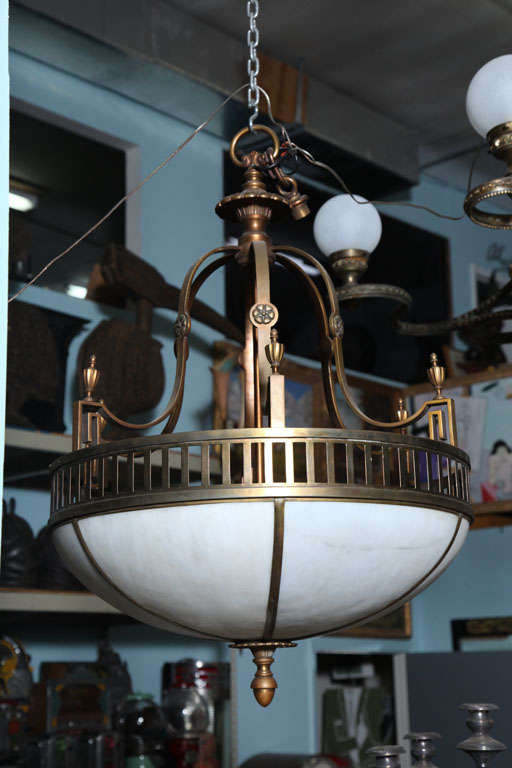 Rare French Art Deco Hanging Light Fixture