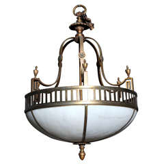 Rare French Art Deco Hanging Light Fixture
