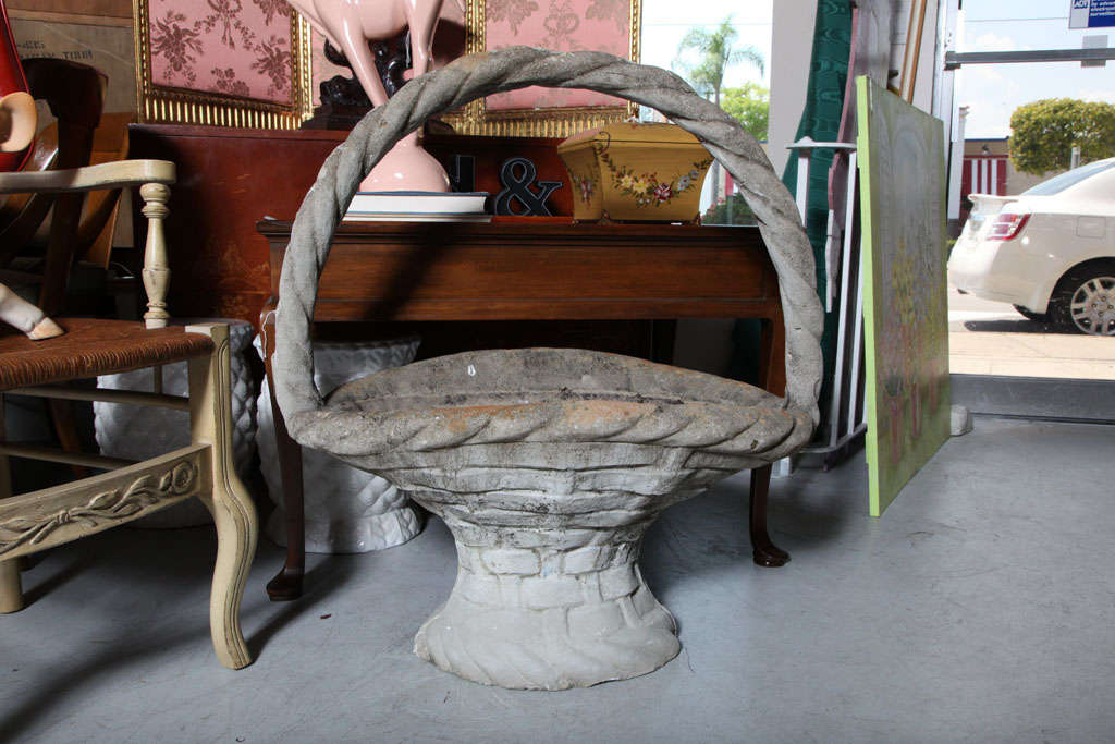 Large Cast Stone Basket Planter For Sale 1