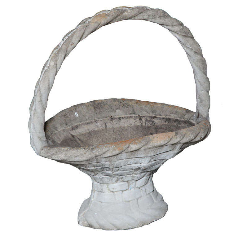Large Cast Stone Basket Planter For Sale at 1stDibs large concrete