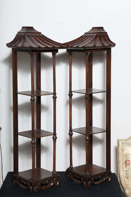Pair of Wall Hanging Pagoda Etageres at 1stDibs