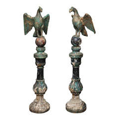 Carved Eagles on Stands