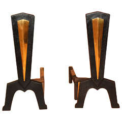 Iron and Brass Modern Andirons