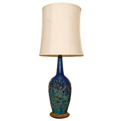 Aqua Glazed Pottery Lamp