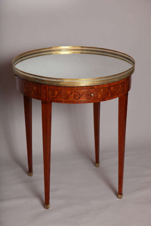 Parquetry Bouillotte Table with Mirrored Top