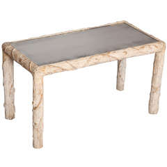 Italian Carved Wood "Faux Bois" Tea Table with Mirrored Top