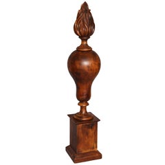 Large Walnut Flaming Urn Finial by Chapman