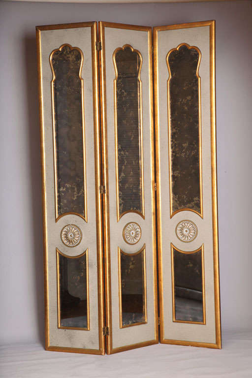Pair of Three Panel Mirrored Screens